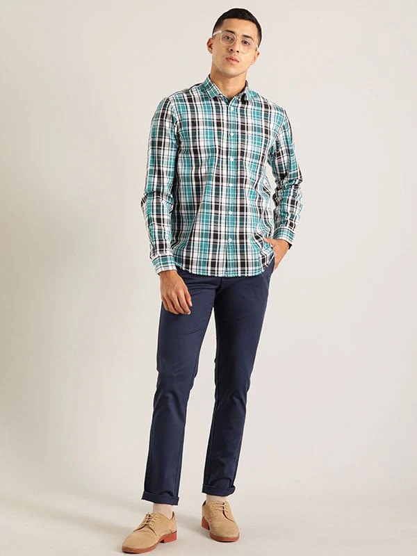Indian Terrain Men Checkered Green Shirt